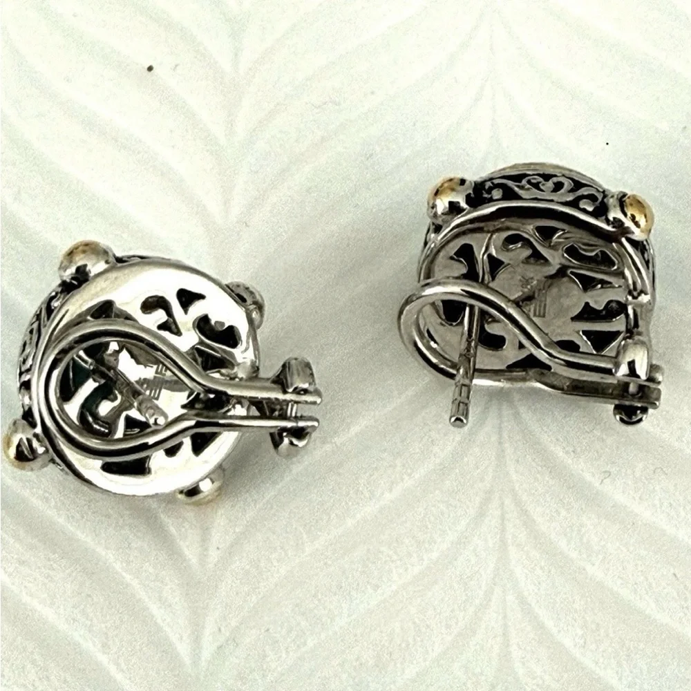Effy Turquoise 925 Sterling Silver and Gold Rope Stud Earrings
